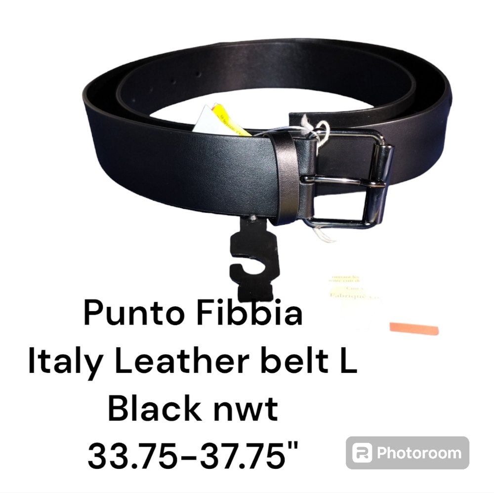 Punto Fibbia Italy Leather Belt L black nwt